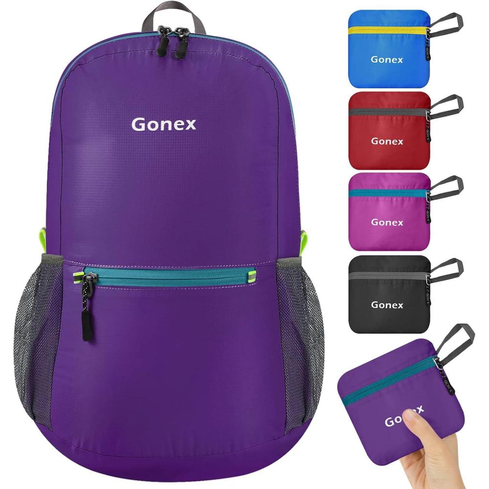 image:imageGonex Ultra Lightweight Packable Backpack 20L Daypack Handy Foldable Camping Outdoor Travel Cycling BackpackingPurple