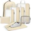 image:imageGonex 8 Set Compression Packing Cubes Expandable Mesh Organizer for Travel Accessories Essentials With Toiletry Laundry Shoe Cable Bags for Suitcases Blue8 PCS Beige