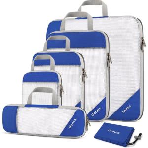 Compression Packing Cubes, Gonex Extensible Storage Mesh Bags Organizers(B: 6 PCS Deep blue)