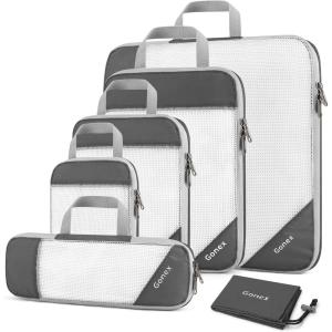 Compression Packing Cubes, Gonex Extensible Storage Mesh Bags Organizers(B: 6 PCS Gray)