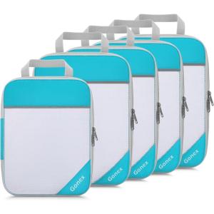 Compression Packing Cubes, Gonex Extensible Storage Mesh Bags Organizers(E: 5 PCS Blue)