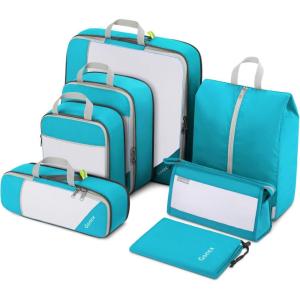 Compression Packing Cubes, Gonex Extensible Storage Mesh Bags Organizers(F: 7 PCS Blue)