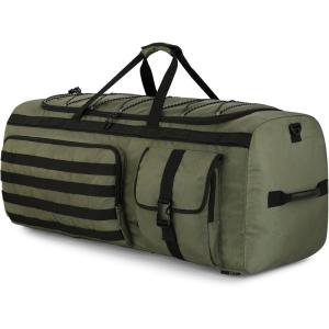 Gonex 130L Extra Large Duffel Bag for Men, Heavy Duty 3 in 1 Convertible Carry Travel Duffle, with Shoe Compartment, Tactical Loops, Sports Gear Bag for Family Trips (Black)(Army Green)