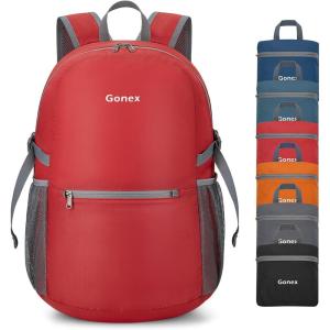 Gonex 30L Ultra Lightweight Packable Backpack, Handy Foldable Daypack for Camping Outdoor Travel Cycling Backpacking(Red)