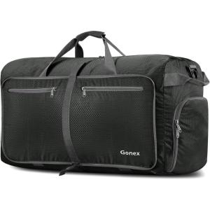 Gonex 40L 60L 80L 100L 150L Large Foldable Travel Duffle Bag with Shoes Compartment, Packable Lightweight Water Repellent Duffel Bag for Camping Gym Weekender Bag(Gray)