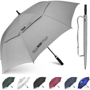 Gonex 54/62/68/72/80 Inch Extra Large Golf Umbrella, Automatic Open Travel Rain Umbrella with Windproof Water Resistant Double Canopy, Oversize Vented Umbrellas for 2-3 Men and UV Protection, Multiple Colors(Grey)