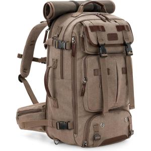 Gonex Canvas Backpack, Vintage 3-in-1 Convertible Laptop Bag for Travel, Work & College, Large Carry-On Rucksack for Men & Women (Coffee Brown)(Coffee Brown)