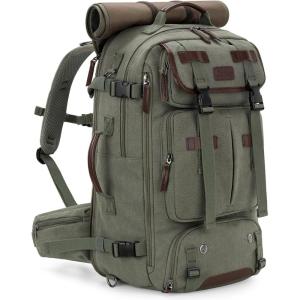 Gonex Canvas Backpack, Vintage 3-in-1 Convertible Laptop Bag for Travel, Work & College, Large Carry-On Rucksack for Men & Women (Coffee Brown)(Green)