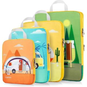 Gonex Compression Packing Cubes, 4pcs Expandable Storage Travel Luggage Bags Organizers, Travel Cubes for Suitcase Carry On (RV)(RV)