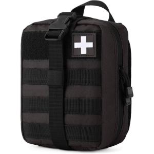Gonex MOLLE Medical Pouch EMT First Aid Pouch Rip-Away IFAK Tactical Utility Pouch for Outdoor Activities Medical Supplies (Bag Only)(Black)