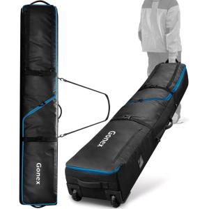 Gonex Snowboard Bag with Wheels,Adjustable Length Up to 175cm to 190cm, Fully Padded Ski Bag for Air Travel, 1200D Polyester PVC Waterproof Rolling Ski Bag with Skis Strapes(Black)
