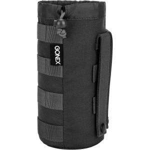 Gonex Tactical MOLLE Water Bottle Pouch, Drawstring Open Top & Mesh Bottom Travel Water Bottle Bag Hydration Carrier(Black)