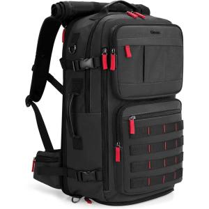 Gonex Travel Backpack, Large Carry-On Nylon Duffle Bag, 3-in-1 Convertible Laptop Bag for Men & Women, Durable for Work & Weekend Travel (Dark Red)(Black)