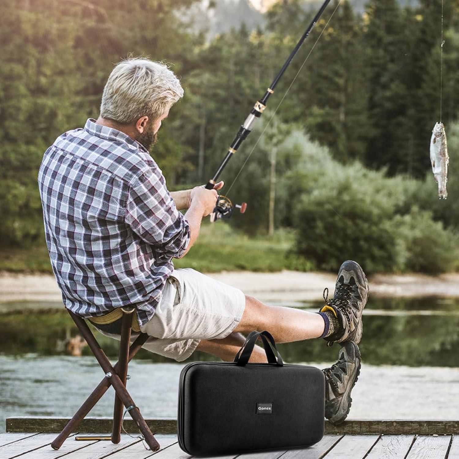 image:imageFishing Rod and Reel Combo Telescopic Pole Set with Fishing Line Fishing Lures Kit and Carrier Bag for Sea Saltwater Freshwater 6789 FeetBlack Full Kit