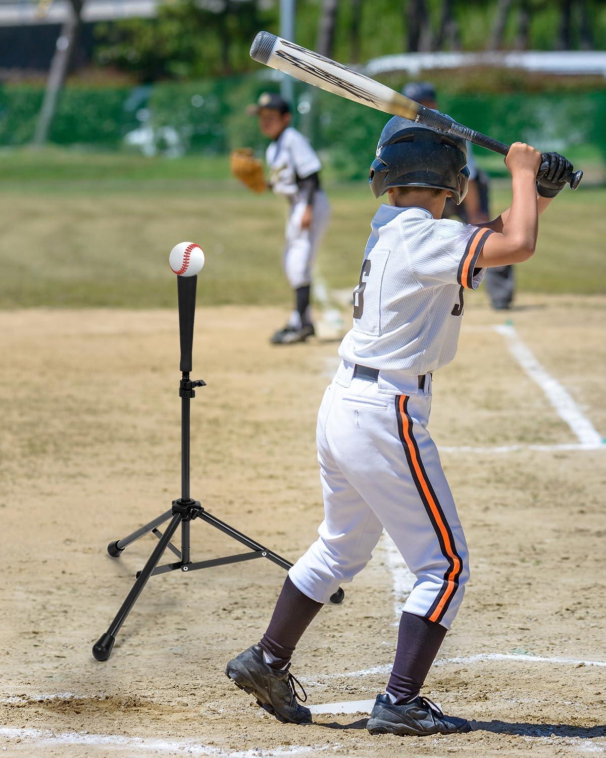 image:imageGonex Baseball Softball Practice Hitting Batting Tripod Stand Rubber Tee Collapsible Portable with Carrying BagBlack Tee