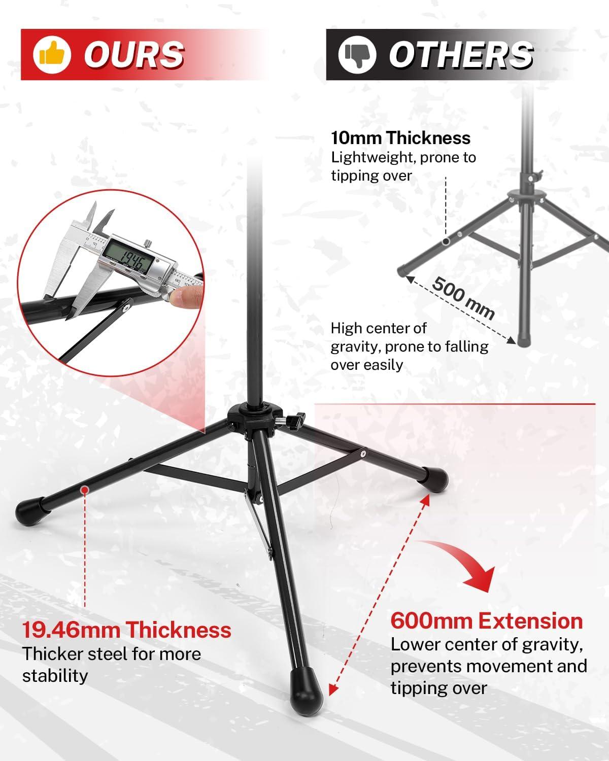 image:imageGonex Baseball Softball Practice Hitting Batting Tripod Stand Rubber Tee Collapsible Portable with Carrying BagBlack Tee