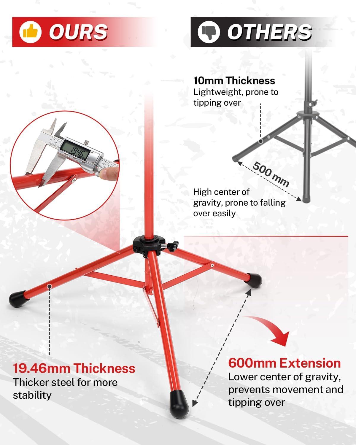 image:imageGonex Baseball Softball Practice Hitting Batting Tripod Stand Rubber Tee Collapsible Portable with Carrying BagRed Tee