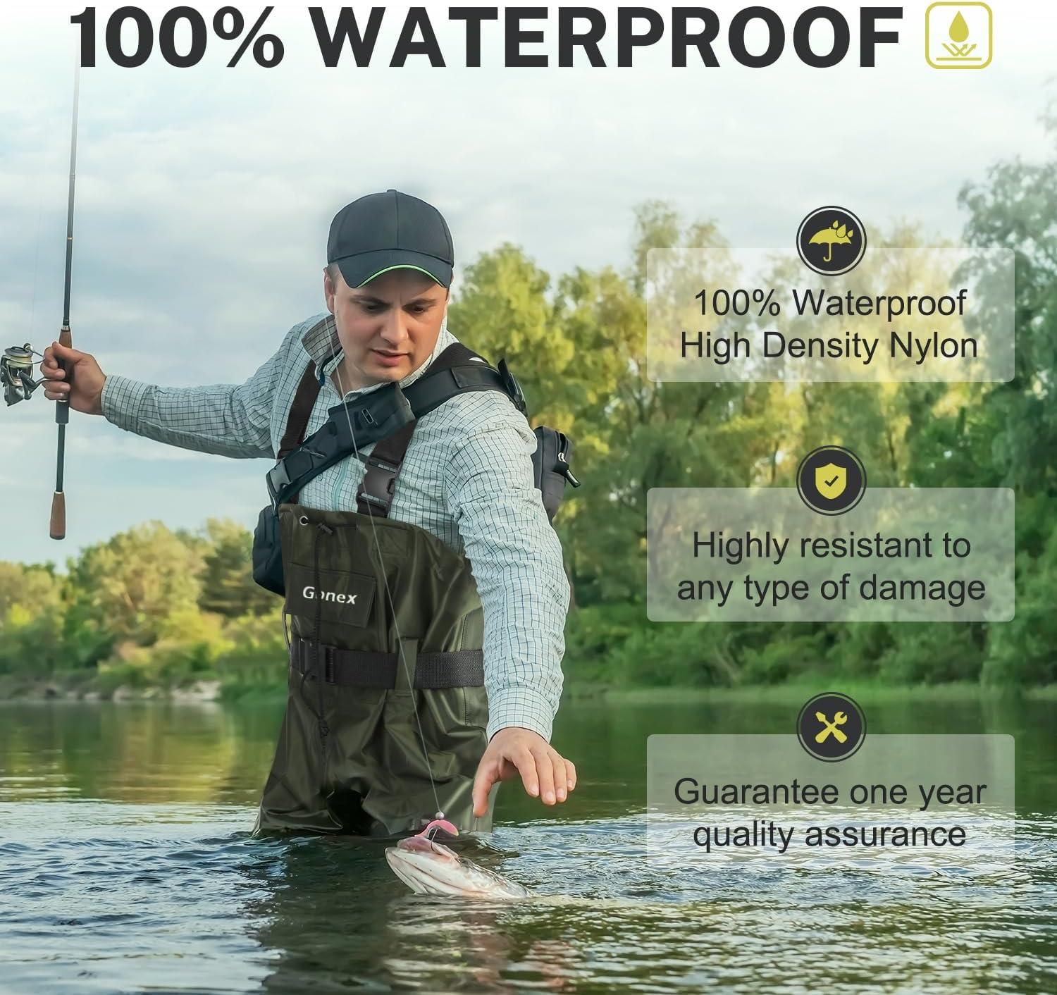 image:imageGonex Chest Waders Hunting Fishing Waders for Men Women Waterproof 70D Nylon Wader for Duck Hunting Fishing Green Sizes 813Green