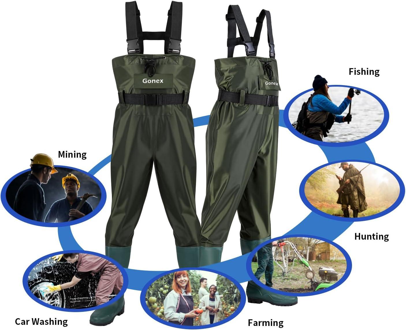 image:imageGonex Chest Waders Hunting Fishing Waders for Men Women Waterproof 70D Nylon Wader for Duck Hunting Fishing Green Sizes 813Green