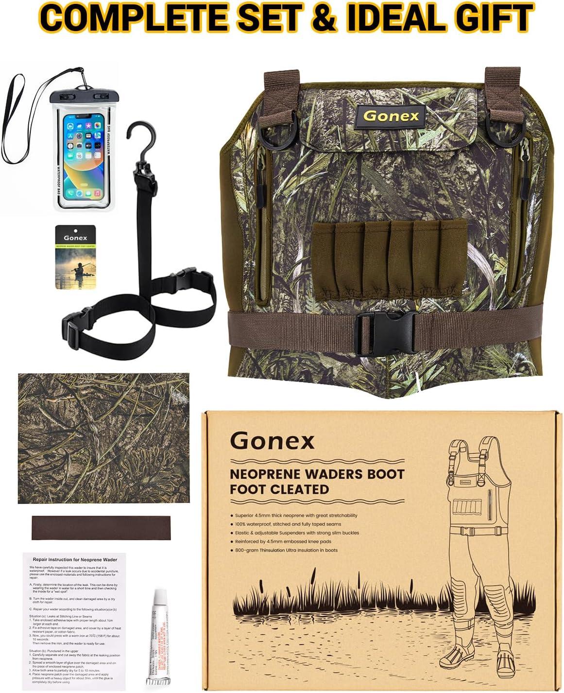 image:imageGonex Chest Waders for Men Waterproof 45mm Neoprene Hunting Fishing Waders with 800G Insulated Boots Camo Size 12Acamowith 800g Boots