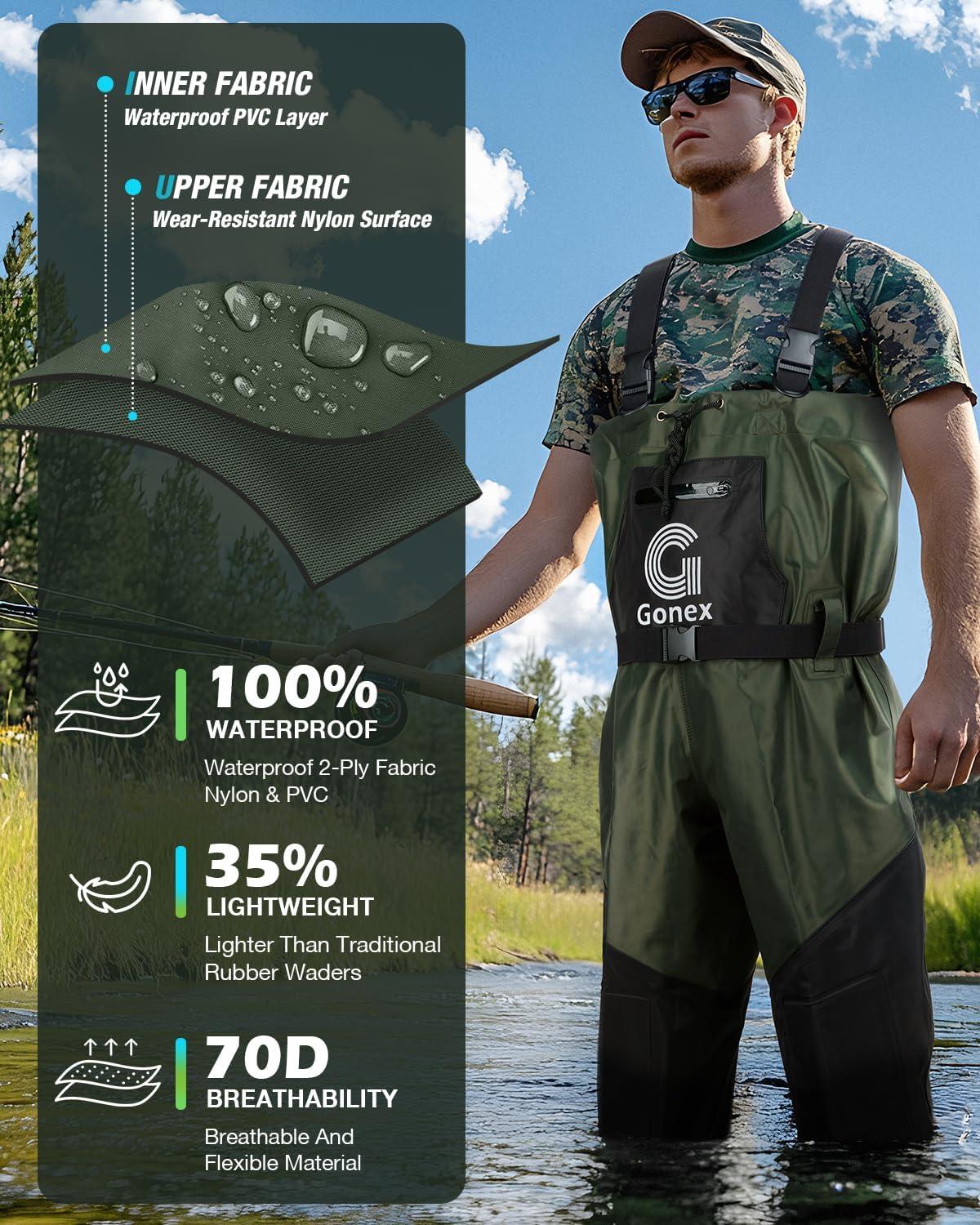 image:imageGonex Chest Waders for Men Women Waterproof 2Ply PVC Waders for Fishing Duck Hunting with Boot HangerM13
