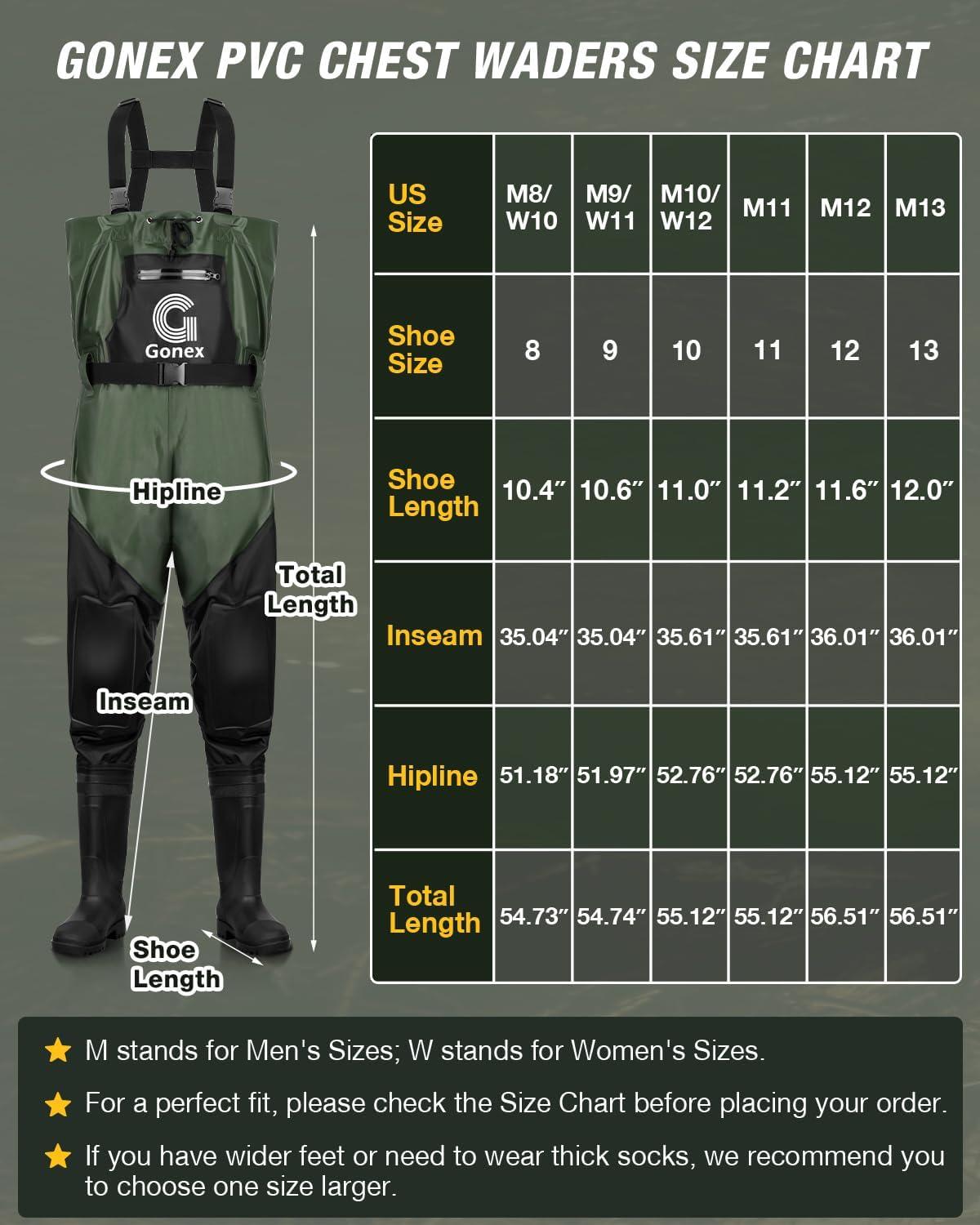 image:imageGonex Chest Waders for Men Women Waterproof 2Ply PVC Waders for Fishing Duck Hunting with Boot HangerM8W10
