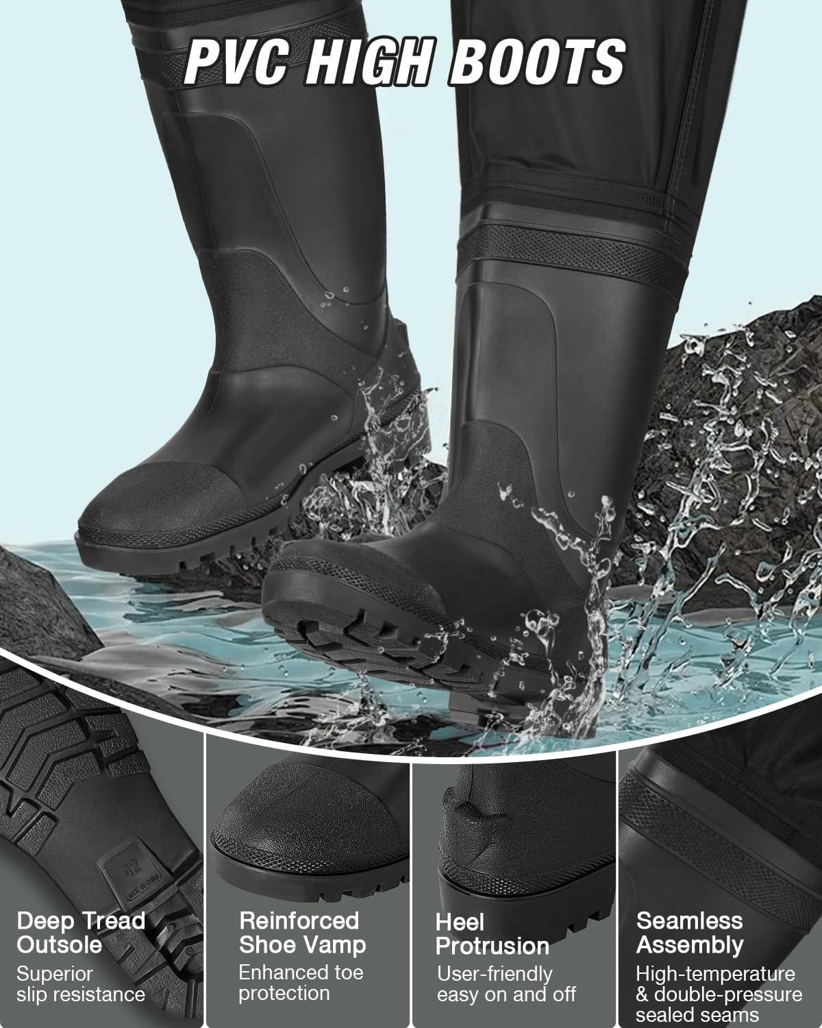 image:imageGonex Chest Waders for Men Women Waterproof 2Ply PVC Waders for Fishing Duck Hunting with Boot HangerM9W11