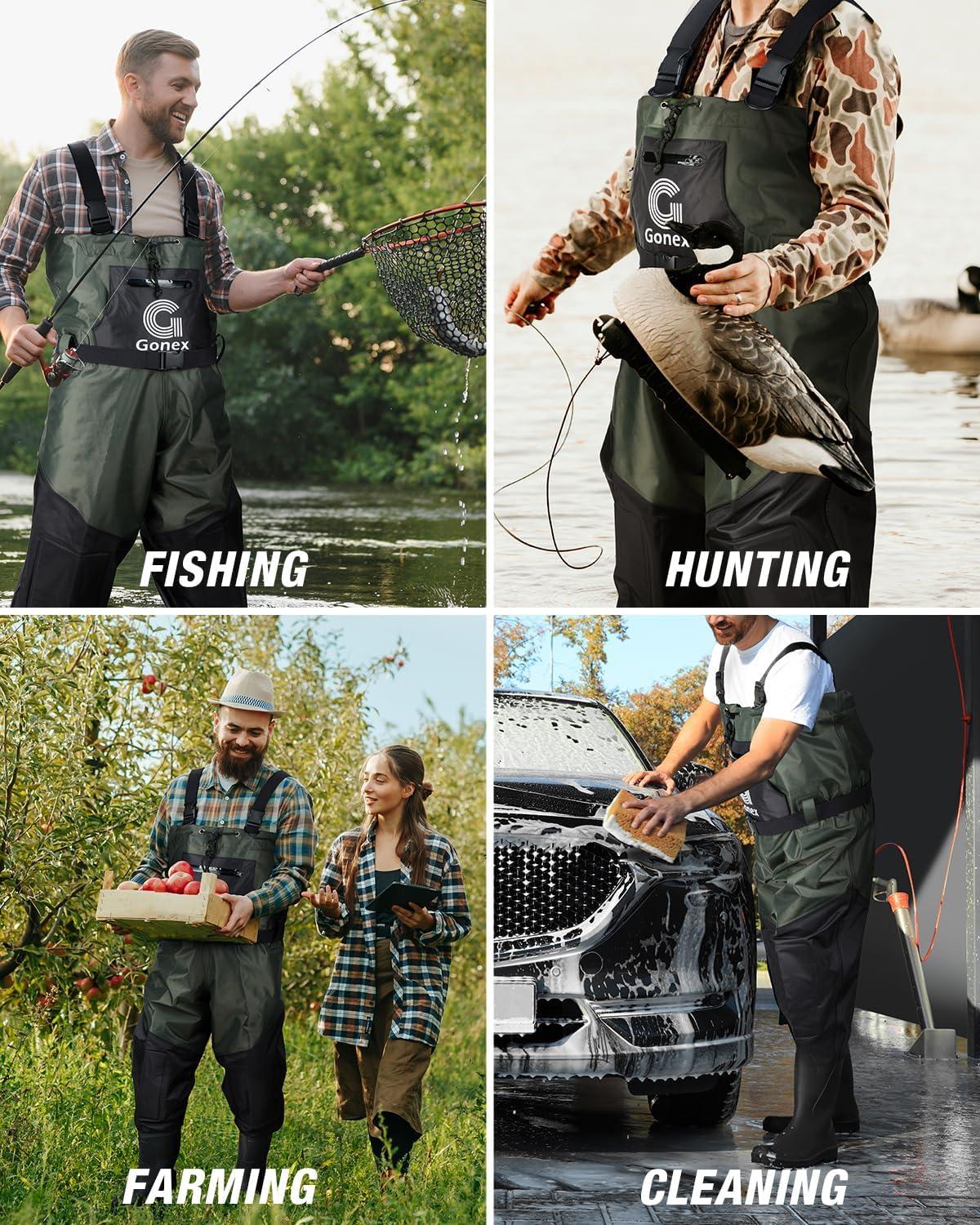 image:imageGonex Chest Waders for Men Women Waterproof 2Ply PVC Waders for Fishing Duck Hunting with Boot HangerM9W11