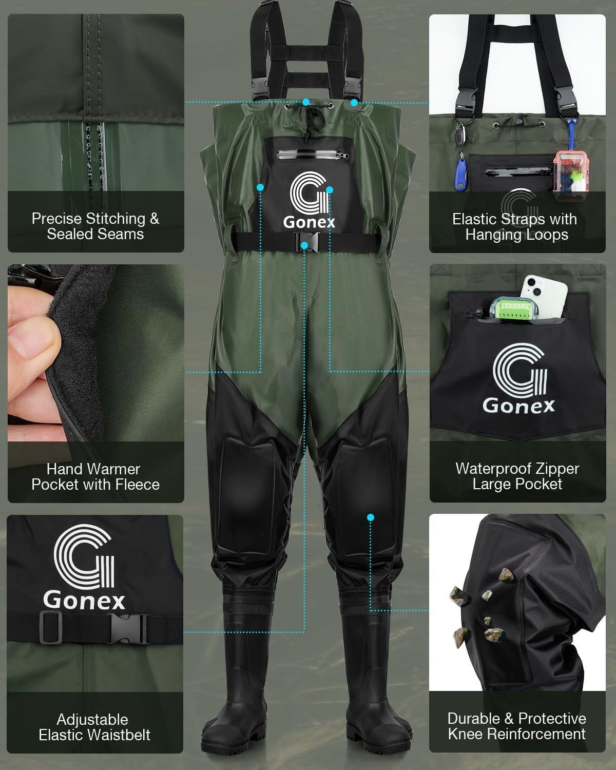 image:imageGonex Chest Waders for Men Women Waterproof 2Ply PVC Waders for Fishing Duck Hunting with Boot HangerM9W11