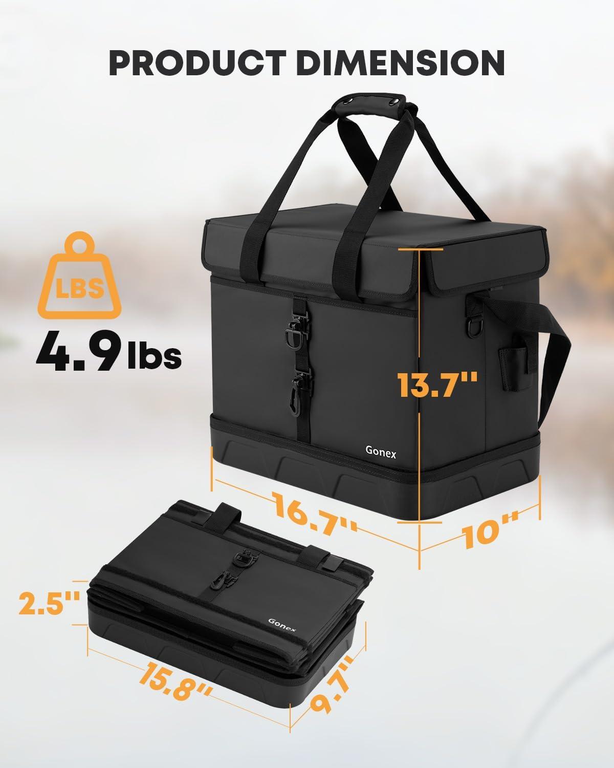 image:imageGonex Fishing Tackle Bag with Live Fish Storage for Caught Fish Waterproof Removable 3700 Box Bag Freshwater Saltwater Tackle Box OrganizerBlack