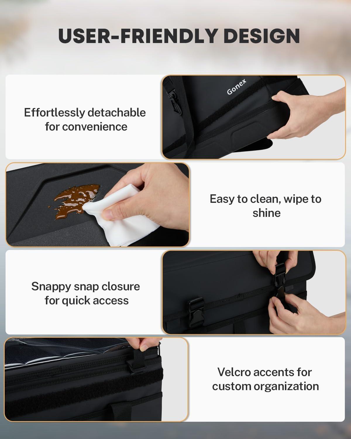 image:imageGonex Fishing Tackle Bag with Live Fish Storage for Caught Fish Waterproof Removable 3700 Box Bag Freshwater Saltwater Tackle Box OrganizerBlack