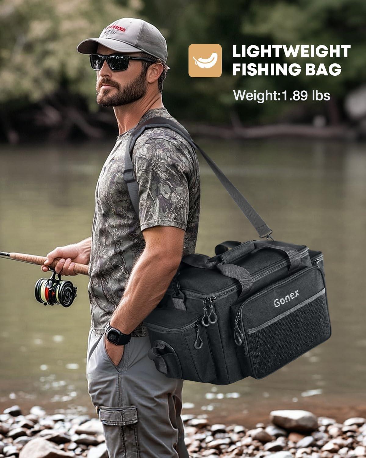 image:imageGonex Fishing Tackle Bags for Saltwater amp Freshwater Fishing Gear Storage Bag with Water Resistant Bottom Suitable for 3600 3700 Size Tackle BoxBlack
