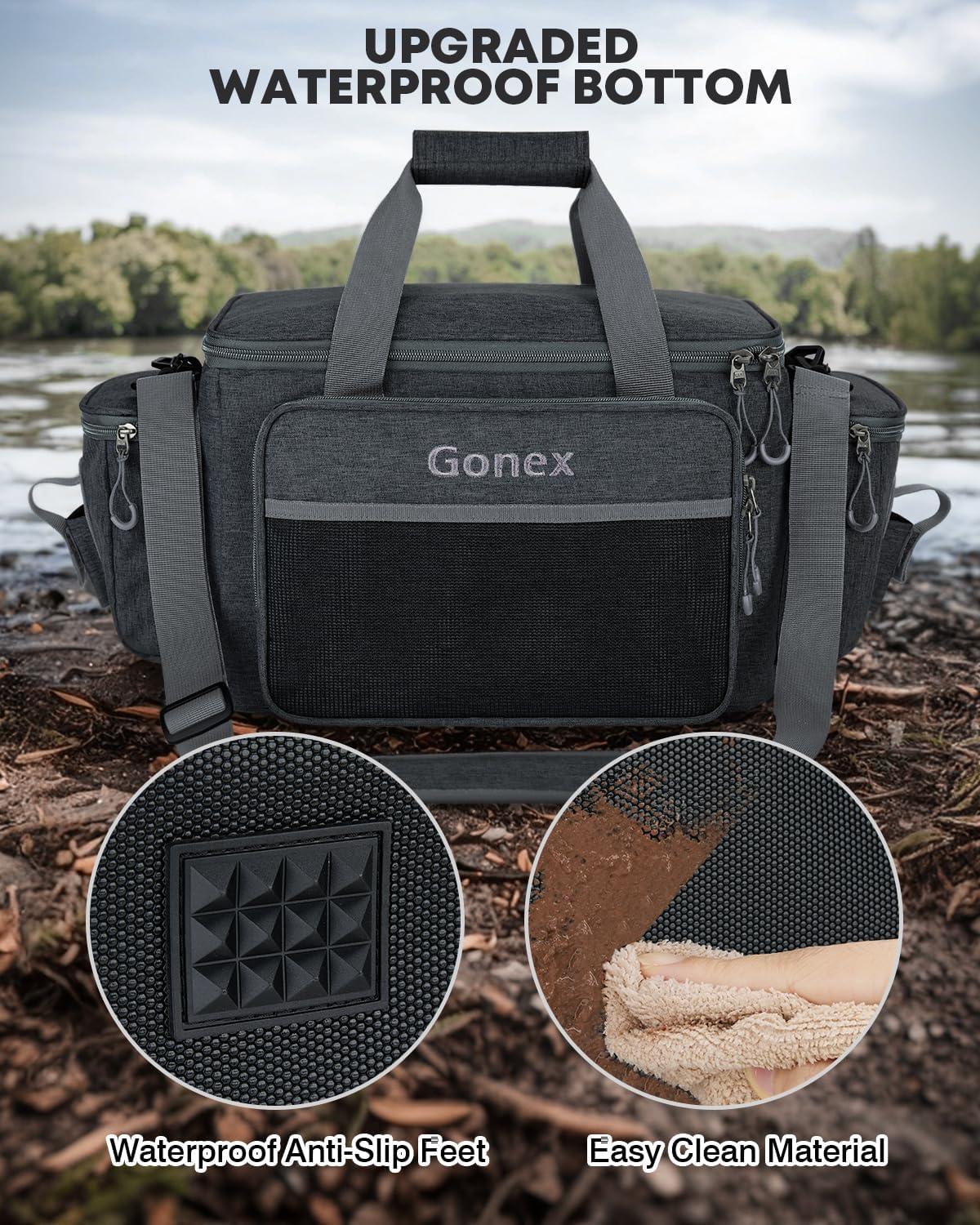 image:imageGonex Fishing Tackle Bags for Saltwater amp Freshwater Fishing Gear Storage Bag with Water Resistant Bottom Suitable for 3600 3700 Size Tackle BoxBlack