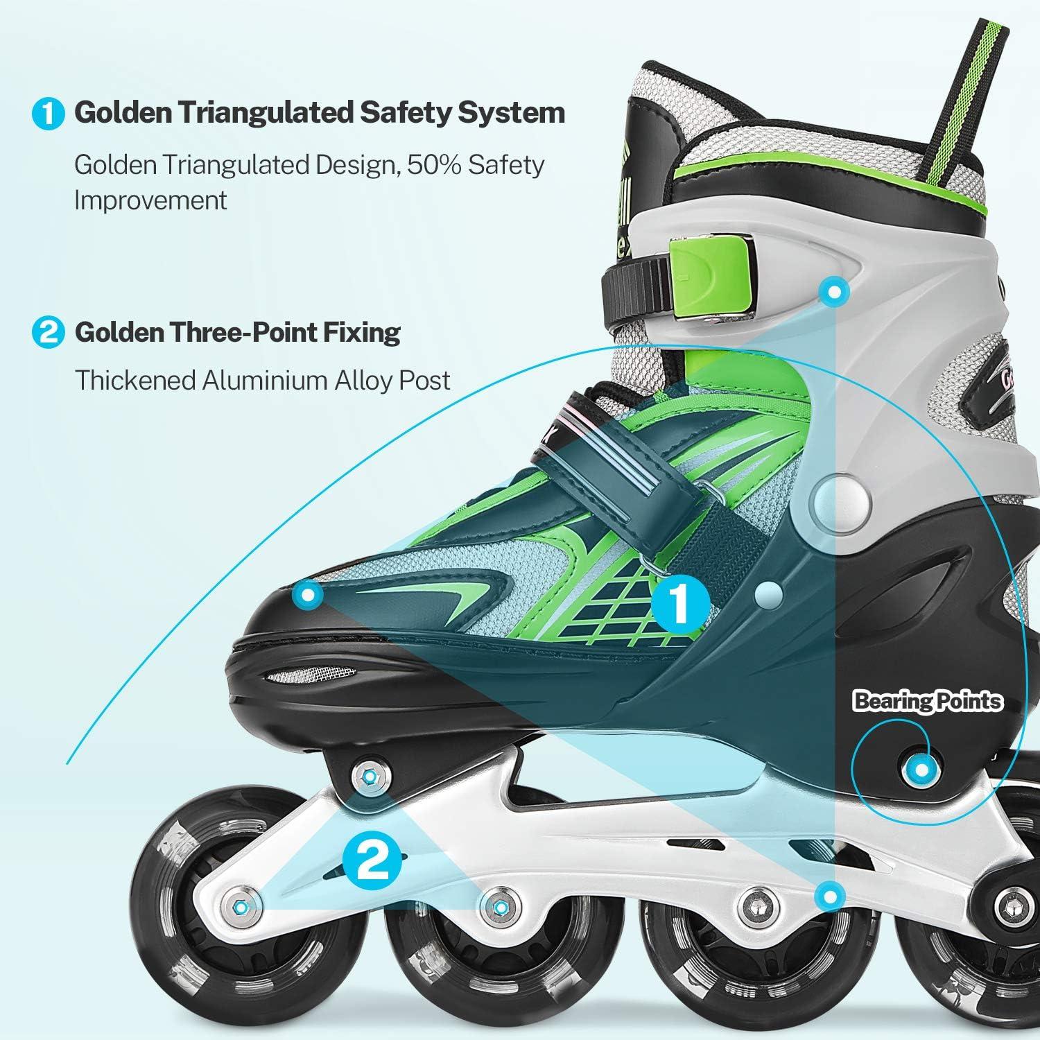 image:imageGonex Inline Skates for Girls Boys Kids Adjustable Skates Outdoor Blades Inline Roller Skates for Children Teens Women with Light Up Wheels for Indoor Outdoor Backyard SkatingGreen