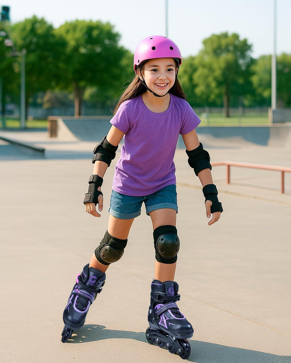 image:imageGonex Inline Skates for Girls Boys Kids Adjustable Skates Outdoor Blades Inline Roller Skates for Children Teens Women with Light Up Wheels for Indoor Outdoor Backyard SkatingPurple