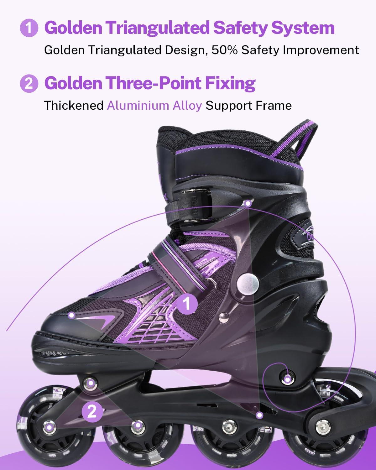 image:imageGonex Inline Skates for Girls Boys Kids Adjustable Skates Outdoor Blades Inline Roller Skates for Children Teens Women with Light Up Wheels for Indoor Outdoor Backyard SkatingPurple