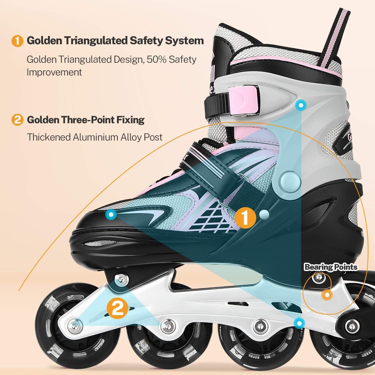 image:imageGonex Inline Skates for Girls Boys Kids Adjustable Skates Outdoor Blades Inline Roller Skates for Children Teens Women with Light Up Wheels for Indoor Outdoor Backyard SkatingAPink