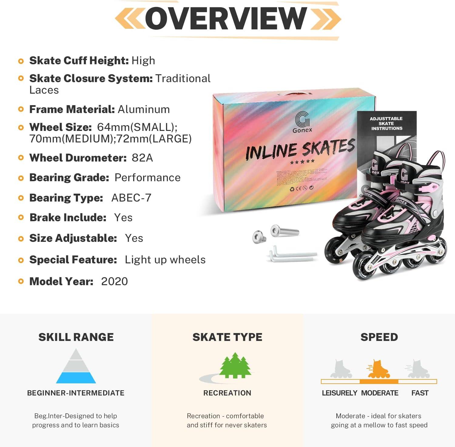 image:imageGonex Inline Skates for Girls Boys Kids Adjustable Skates Outdoor Blades Inline Roller Skates for Children Teens Women with Light Up Wheels for Indoor Outdoor Backyard SkatingAPink