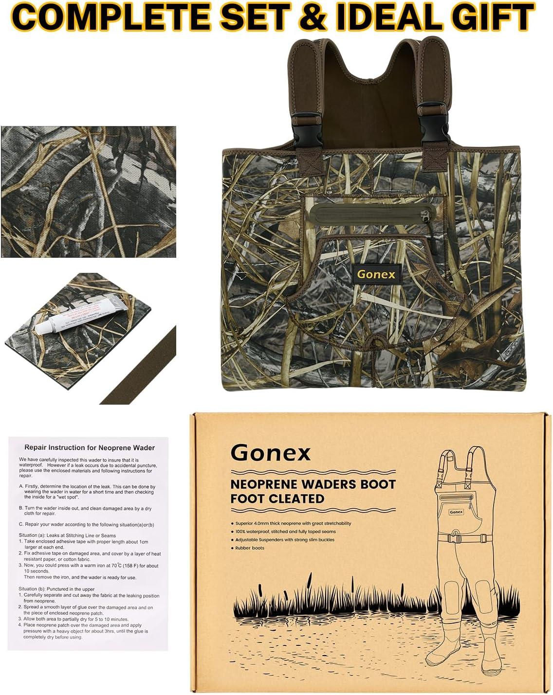 image:imageGonex Kids Chest Waders for Youth Children Neoprene Waterproof Hunting Fishing Waders with Insulated Boots for Boys GirlsNext Camo Evos Brown