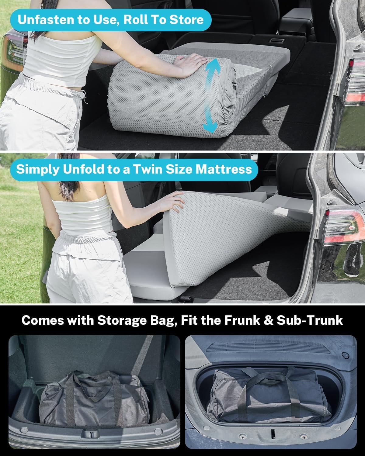 image:imageGonex Memory Foam Mattress for Tesla Model Y 3 26 High Density Soft Car Camping Mattress Foldable with Soft Washable Cover amp Storage Bag Fits Frunk Trunk Portable for Road Trips 75 x 445
