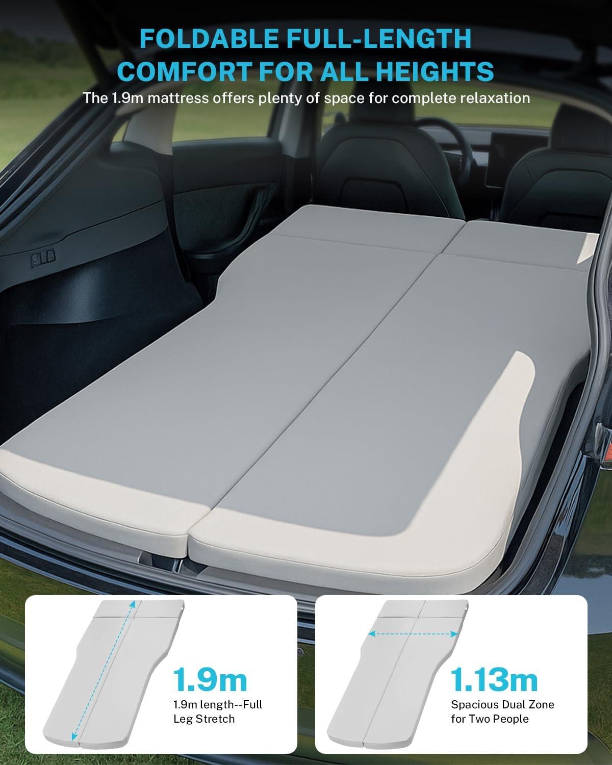 image:imageGonex Memory Foam Mattress for Tesla Model Y 3 26 High Density Soft Car Camping Mattress Foldable with Soft Washable Cover amp Storage Bag Fits Frunk Trunk Portable for Road Trips 75 x 445