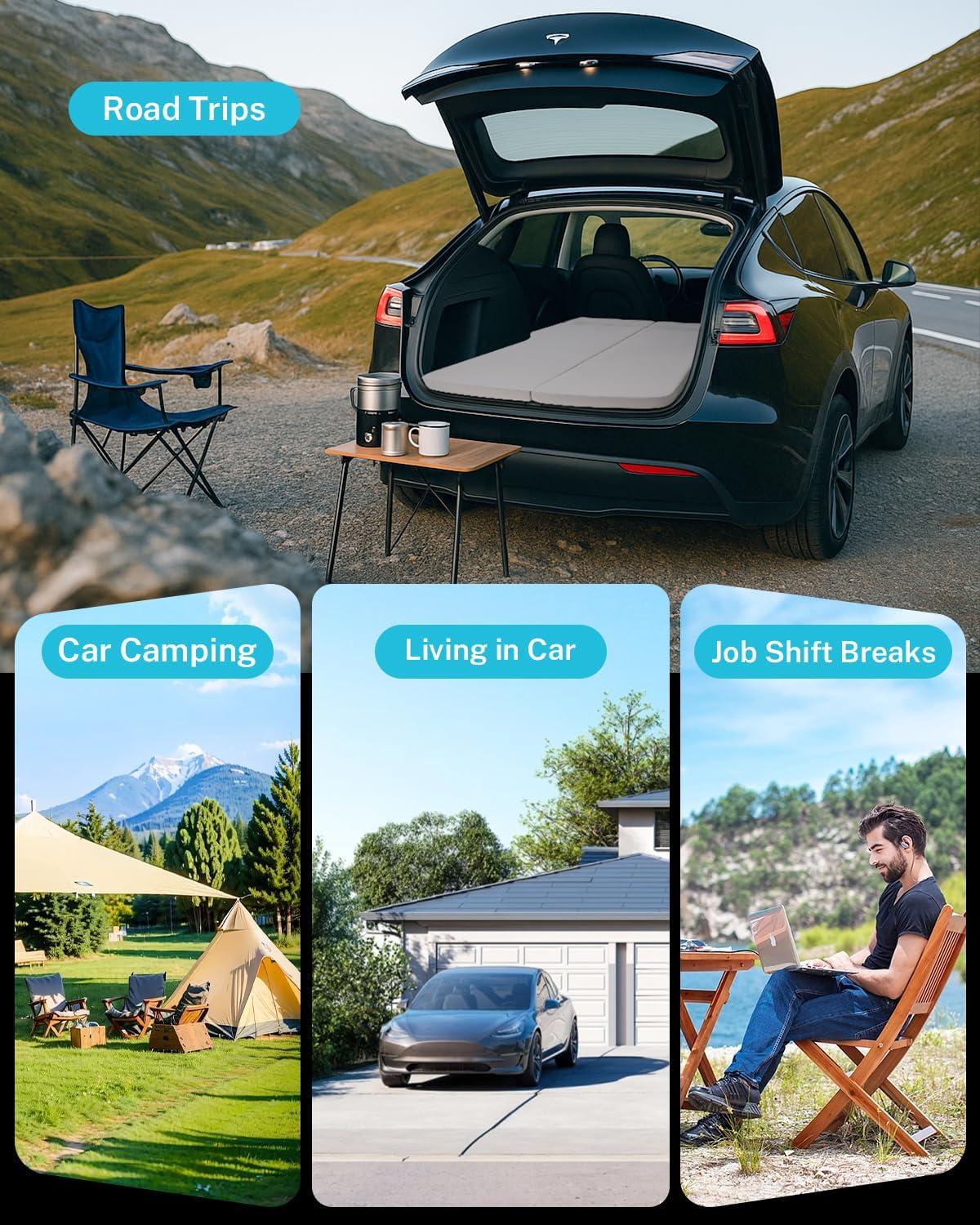image:imageGonex Memory Foam Mattress for Tesla Model Y 3 26 High Density Soft Car Camping Mattress Foldable with Soft Washable Cover amp Storage Bag Fits Frunk Trunk Portable for Road Trips 75 x 445