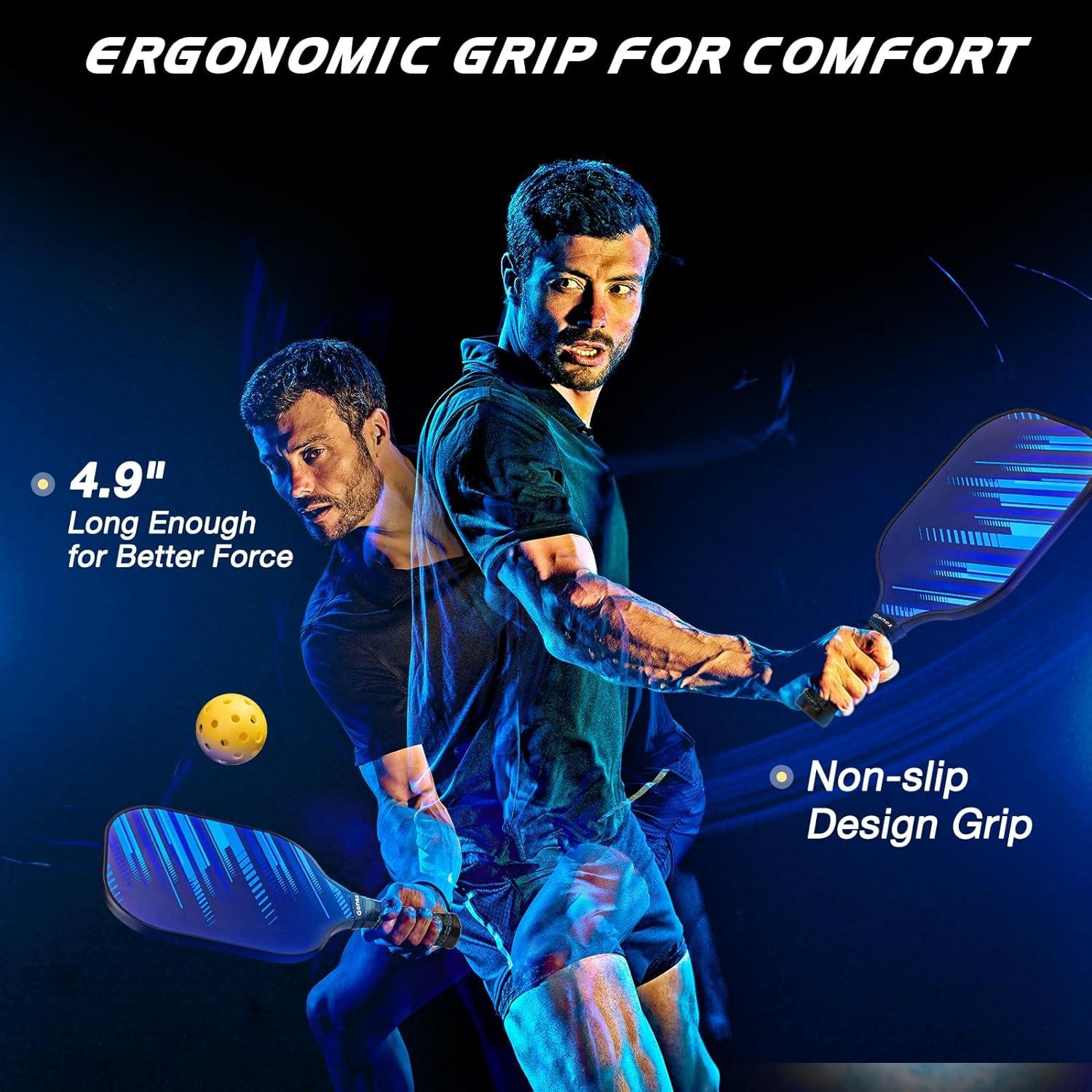 image:imageGonex Pickleball Paddles USAPA Approved Graphite Pickleball Rackets with Comfort Grip Carbon Fiber Pickleball Set of 24 Paddles with 4 Balls Portable Carry BagCBlue 2Packs