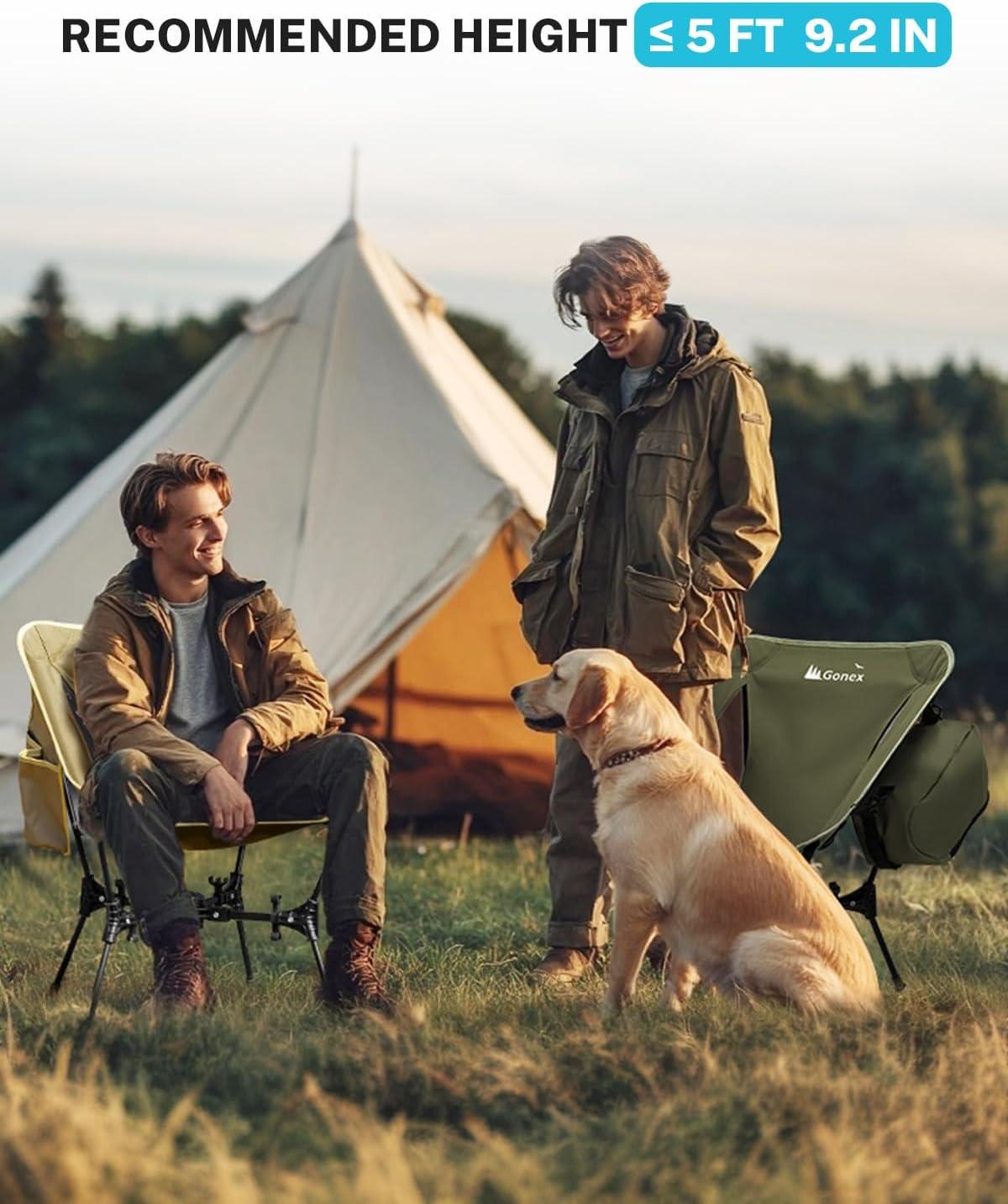 image:imageGonex Portable Camping Chair The 5th Gen Ultralight Compact Backpacking Foldable Lightweight Folding Chair for Outdoor Camp Hiking Beach Picnic Concert Supports 330lbs Army Green 1 PCSArmy Green