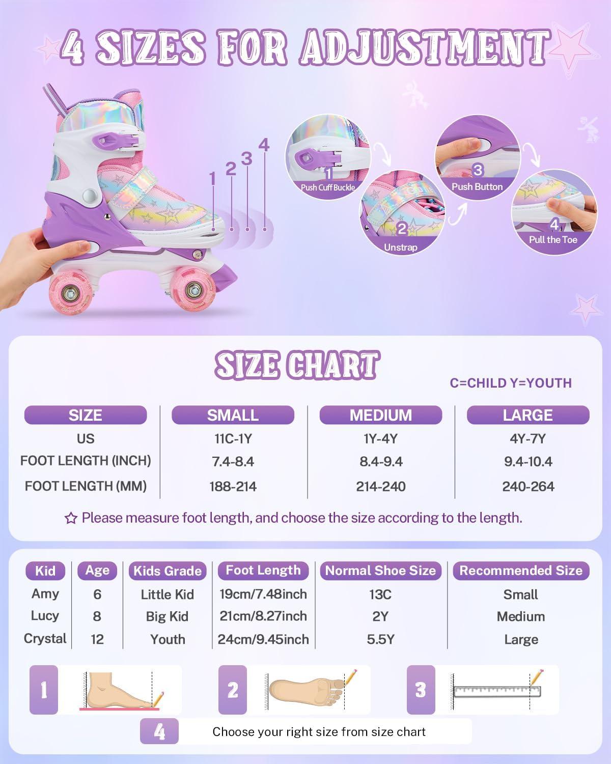 image:imageGonex Roller Skates for Girls Kids Boys Women with All Light Up WheelsAdjustable Rollerskates for Beginners Toddler Youth Gift for Indoor OutdoorDRainbow