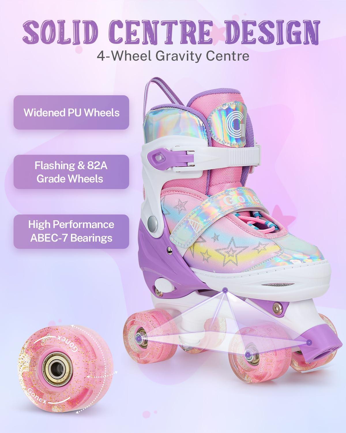 image:imageGonex Roller Skates for Girls Kids Boys Women with All Light Up WheelsAdjustable Rollerskates for Beginners Toddler Youth Gift for Indoor OutdoorDRainbow