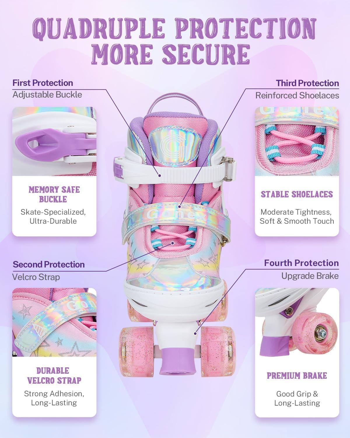 image:imageGonex Roller Skates for Girls Kids Boys Women with All Light Up WheelsAdjustable Rollerskates for Beginners Toddler Youth Gift for Indoor OutdoorDRainbow