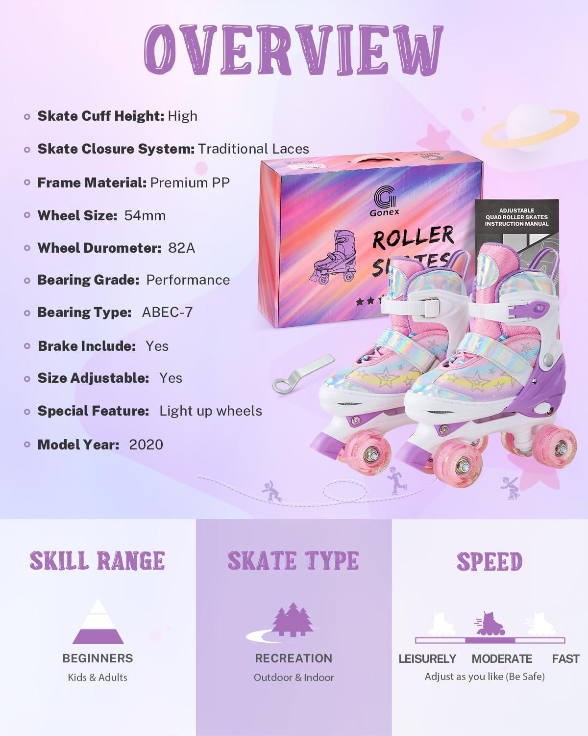 image:imageGonex Roller Skates for Girls Kids Boys Women with All Light Up WheelsAdjustable Rollerskates for Beginners Toddler Youth Gift for Indoor OutdoorDRainbow