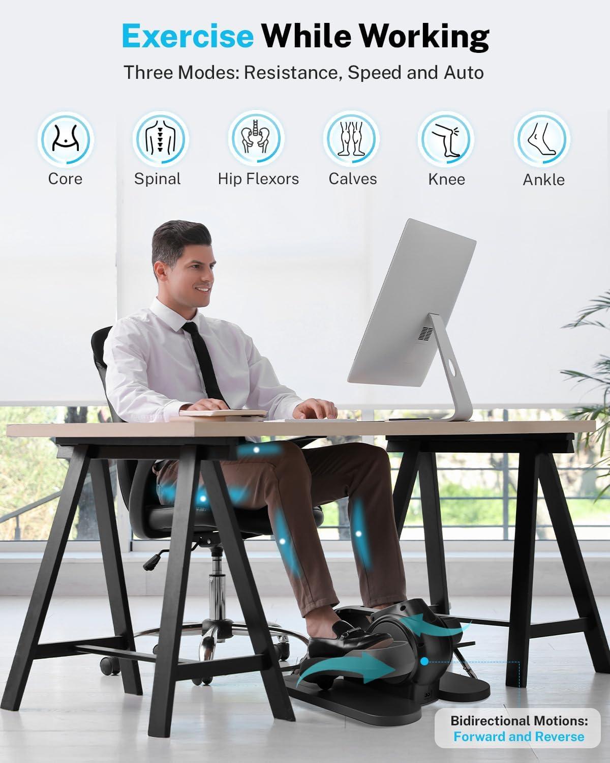 image:imageGonex Under Desk Elliptical Exercise Machine Electric Sitting Seated Leg Pedal Exerciser with Resistance for Seniors Elderly Home 3 in 1 Mini Equipment with Remote 10 Manual Resistance 10 Auto SpeedsBlack