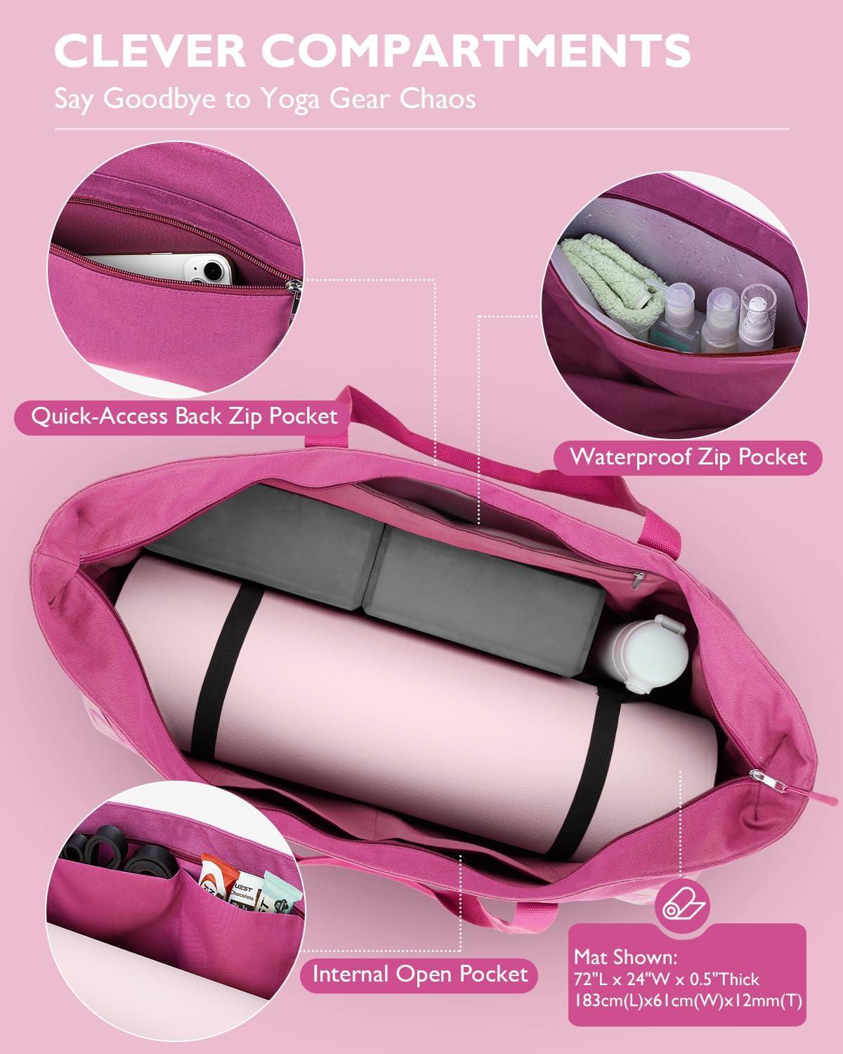 image:imageGonex Yoga Mat Bag Extra Large Canvas Gym Bag with Waterproof Pocket Metal Zipper Fits Mat amp Blocks Stylish Yoga Mat Carrier for Women Ideal for Yoga Pilates Workout TravelRose Red